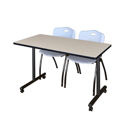 Kobe Rectangle Tables > Training Tables > Kobe Mobile Table & Chair Sets, 48 W, 24 L, 29 H, Maple MKTRCC4824PL47GY